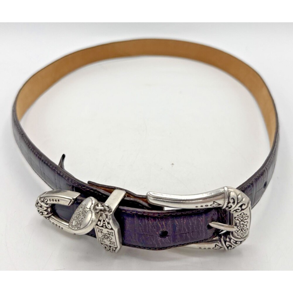 Brighton  Brown Leather/ Silver Scroll Buckle W/Heart Accent #B7108 L34